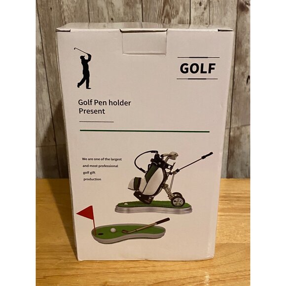 Golf Pen Holder Present - High Simulation Golf Ball Bag Model Desk Decoration - Picture 3 of 6